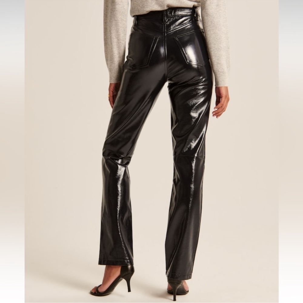 MOVING SALE A&F Curve Love 90s Straight Ultra High Rise Blue Leather Pants